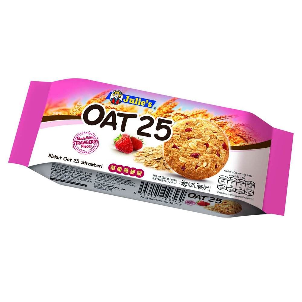 Julie's Oat 25 Biscuit - Strawberry Flavour - 12 Packets - 50g