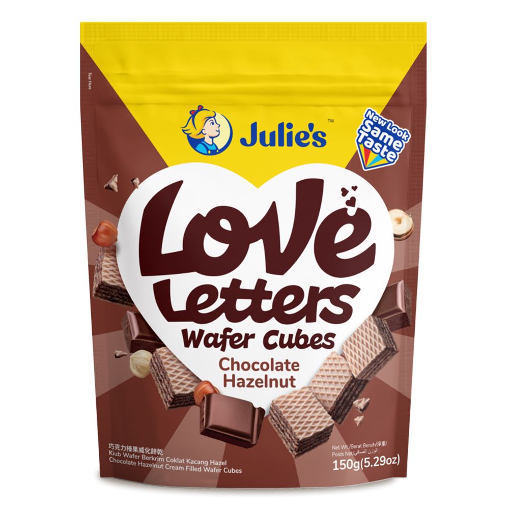 Julie's Love Letters Wafer Cubes Chocolate Hazelnut 