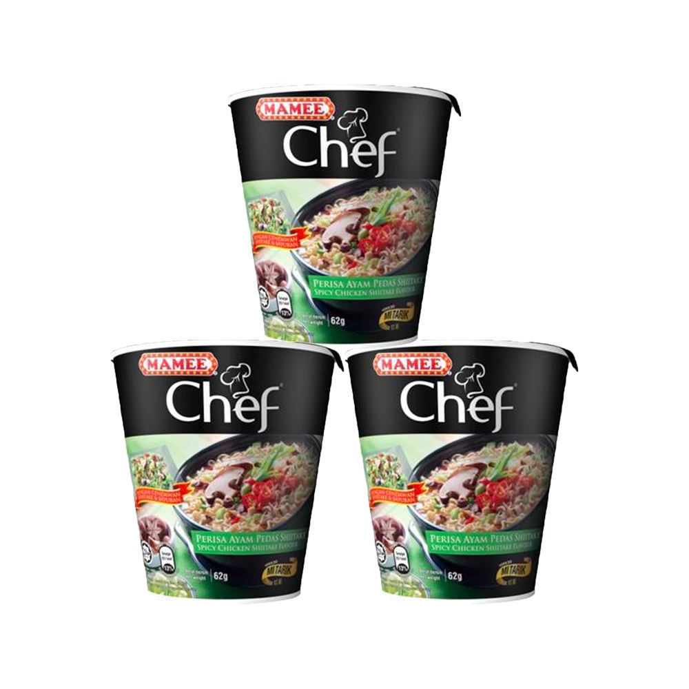 Mamee Chef Cup 3's Spicy Chicken Shiitake 16 x 3 x 62g