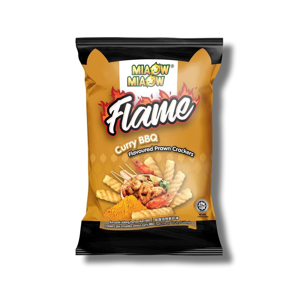 Miaow Miaow Flame Prawn Cracker - Curry BBQ Flavour - 50g