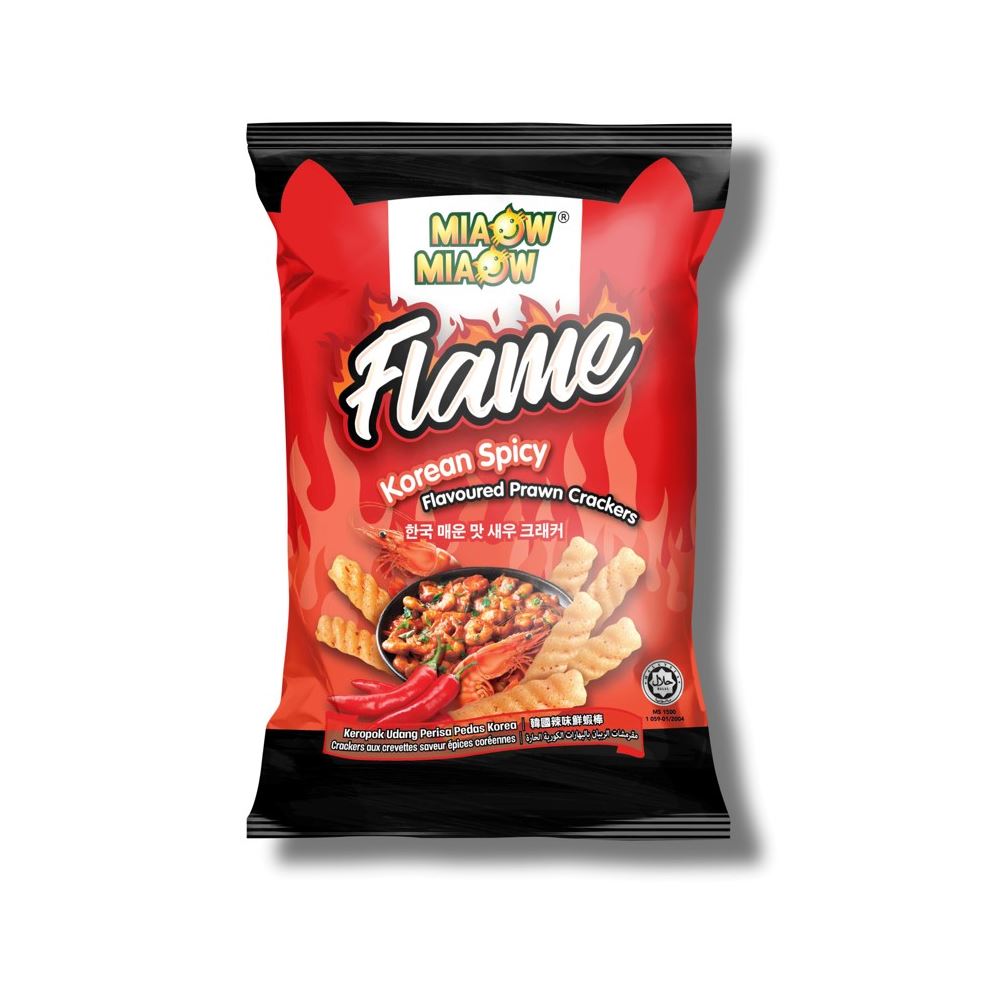 Miaow Miaow Flame Prawn Crackers - Korean Spicy Flavoured - 50g 