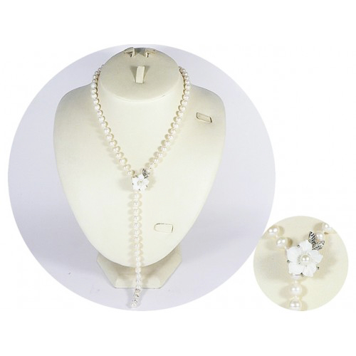 Charming Pearl Necklace with Flower Clasp