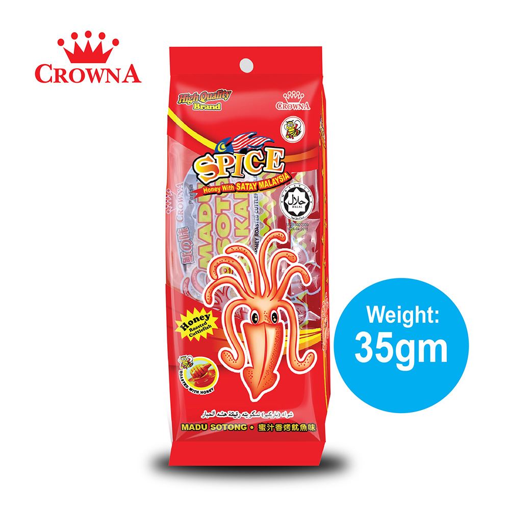 CrownA Spice with Satay M’sia 35 gram | Halal Honey Cuttlefish Satay Snack Suppliers Near Me