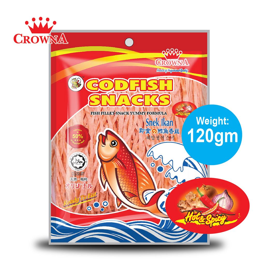Codfish Snacks - Spicy 120 gram  | Halal Cuttlefish Satay Snack Suppliers Near Me