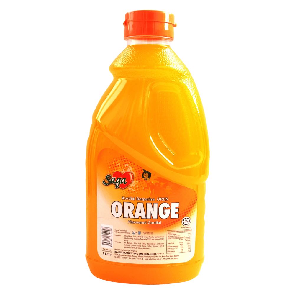 SAGA Orange Flavoured Cordial - Ratio 1:5