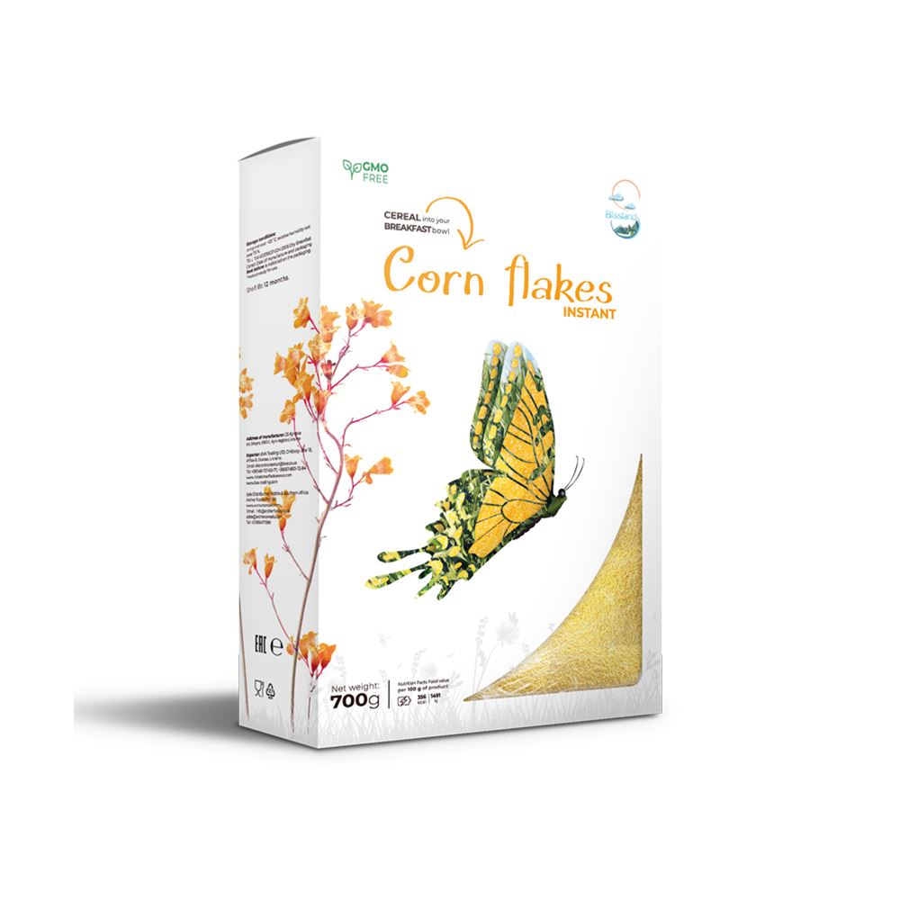 Corn flakes of instant cooking breakfast cereal 