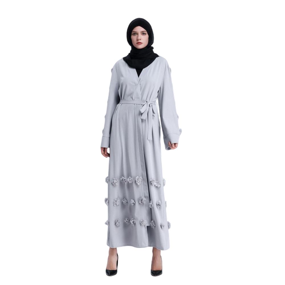 Elegant Lady Dress Islamic Style Abaya With Flowers