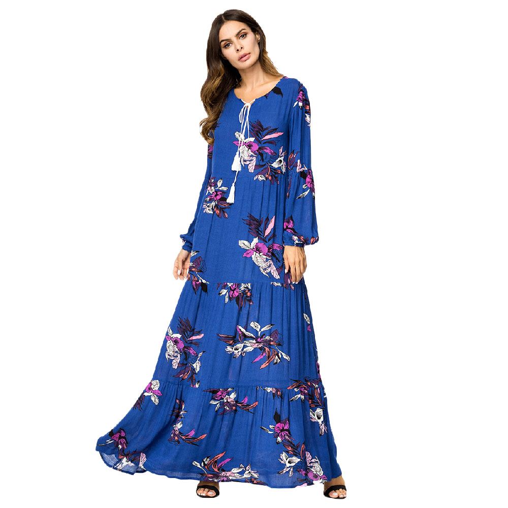 Blue Color Islamic Clothing Abaya Dress