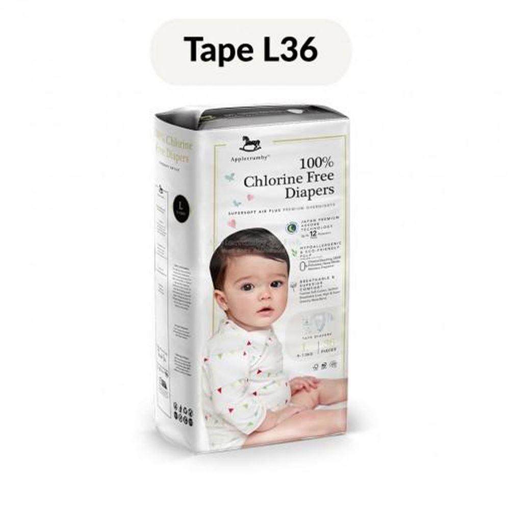 Applecrumby™ 100% Chlorine Free Premium Baby Diapers (L36 x 1 Pack)