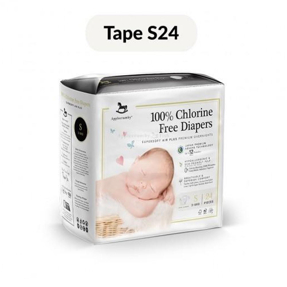 Applecrumby™ 100% Chlorine Free Premium Baby Diapers (S24 x 1 Pack)
