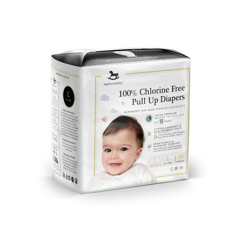 Applecrumby™ Chlorine Free Premium Overnight Baby Pull Up Diapers (L20)