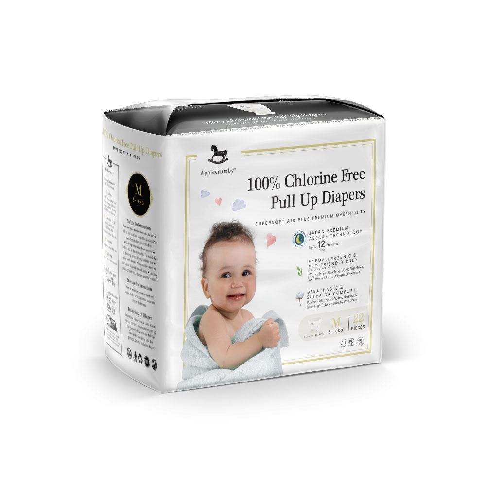 Applecrumby™ Chlorine Free Premium Overnight Baby Pull Up Diapers (M22) 