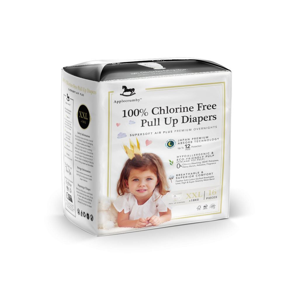 Applecrumby™ Chlorine Free Premium Overnight Baby Pull Up Diapers (XXL16)