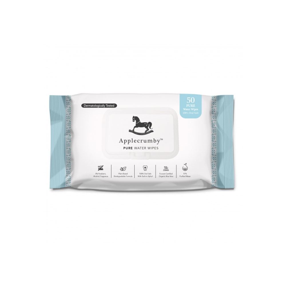 Applecrumby™ Premium Pure Water Wipes 50s (3 PACK BUNDLE, Xylitol for Oral Care)