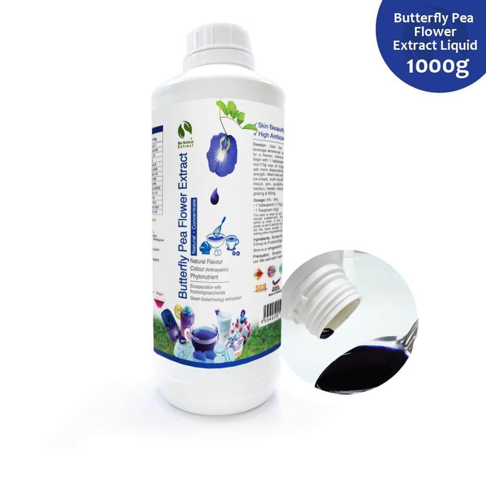 Butterfly Pea Flower (Clitoria ternatea L.) Standardized Extract Liquid Concentrate, Fresh Natural A