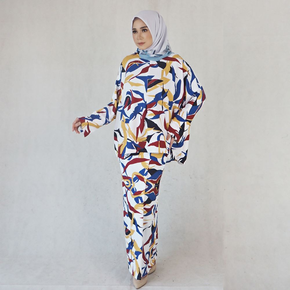 Baju Kurung Merdeka Printed Kaftan Modern Muslimah Women Kaftan Dress