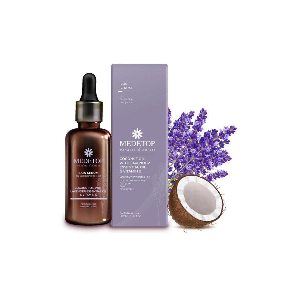 Medetop Skin Serum for Body, Skin, Hair, Nails with Virgin Coconut Oil & Lavender Ess Oil 50ml 