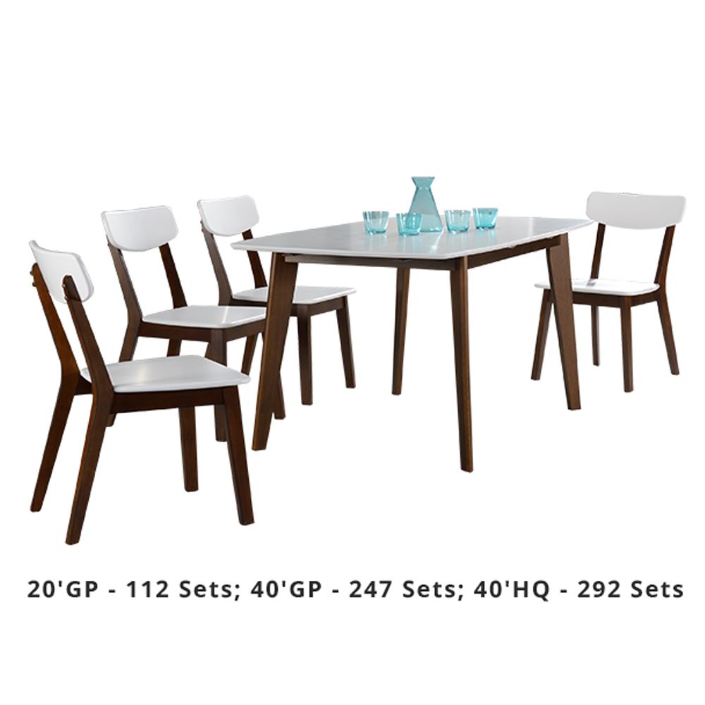 Morocco Wooden Dining Furniture Set With Extendable Table - White Color
