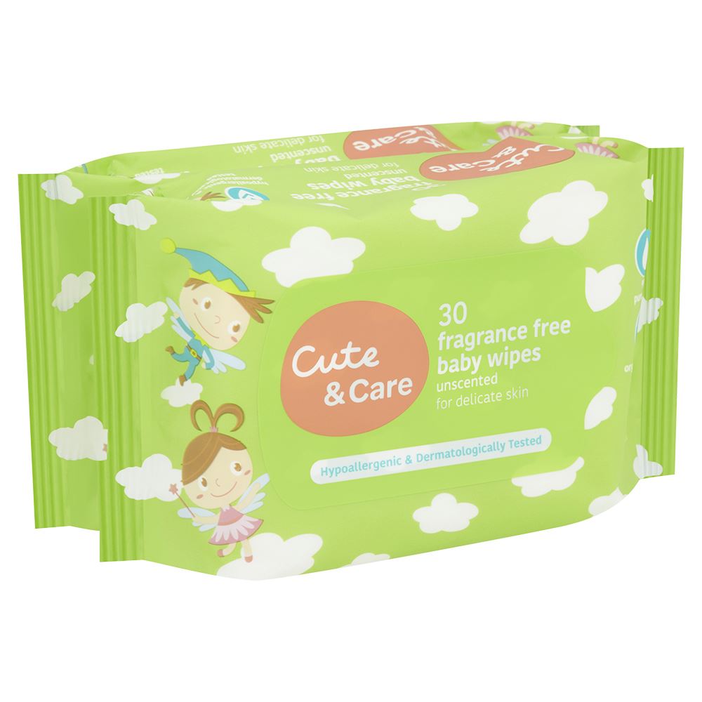 Cute & Care Baby Wipe Fragrance Free 30's x 2