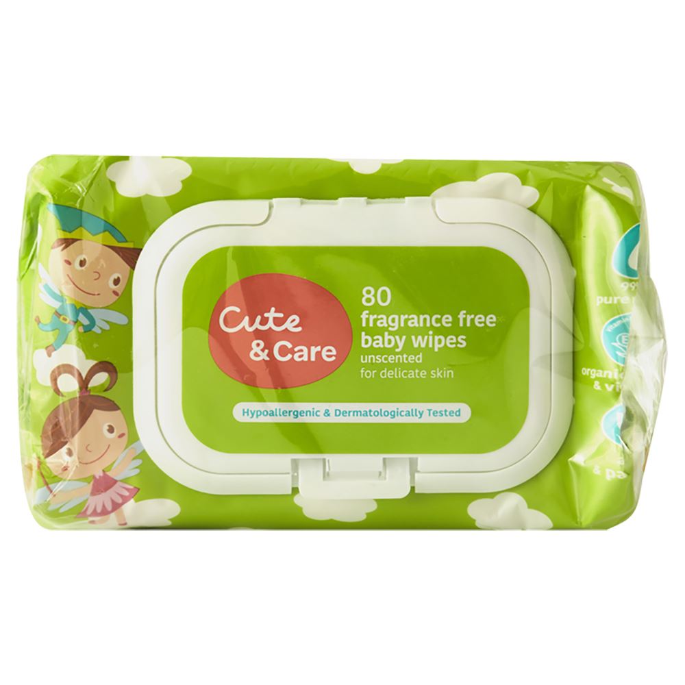 Cute & Care Baby Wipe Fragrance Free 80's x 2