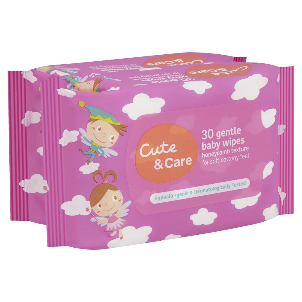 Cute & Care Gentle Baby Wipes - 30 Pieces - 2 Packs