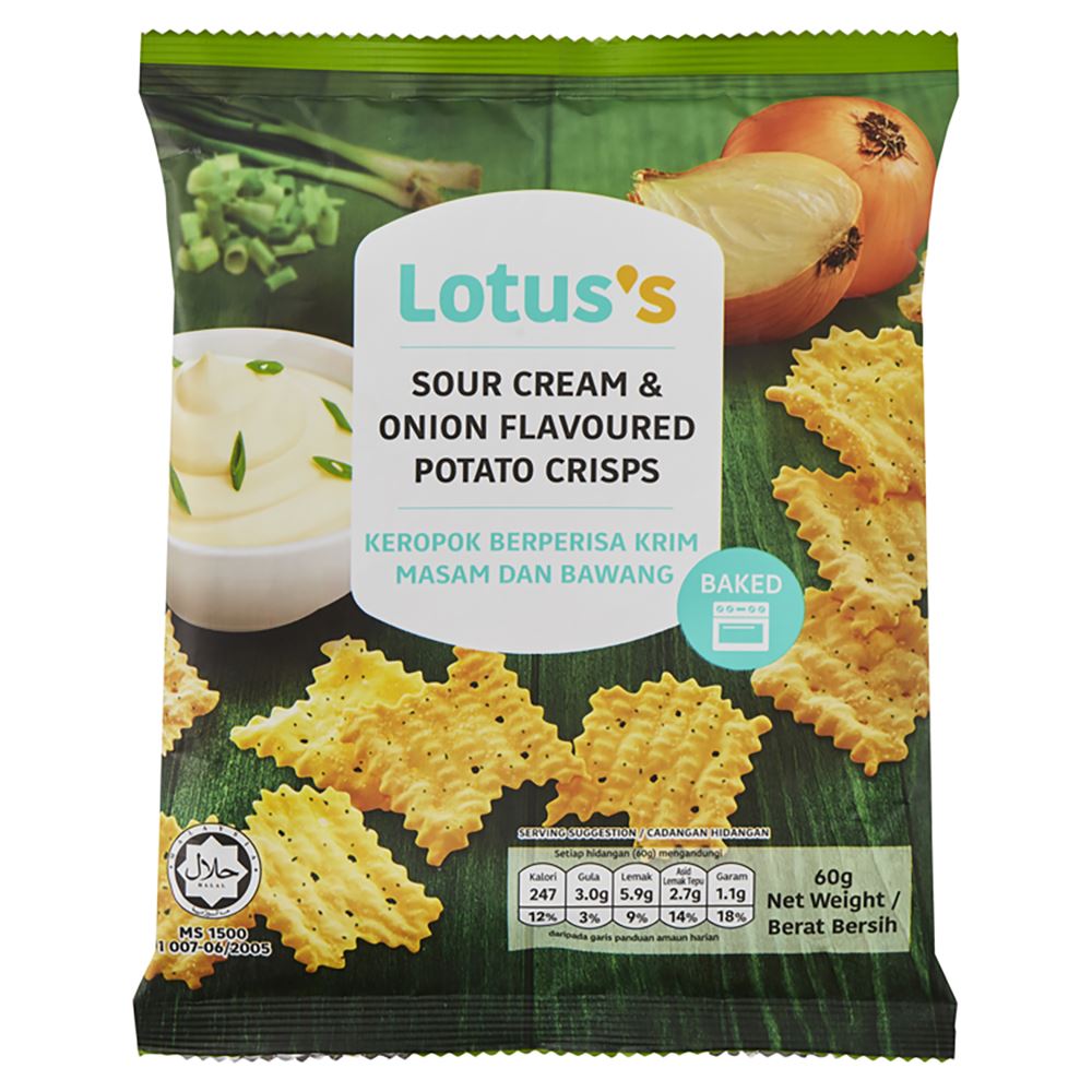 Lotuss Sour Cream & Onion Flavoured Potato Crisps 60g