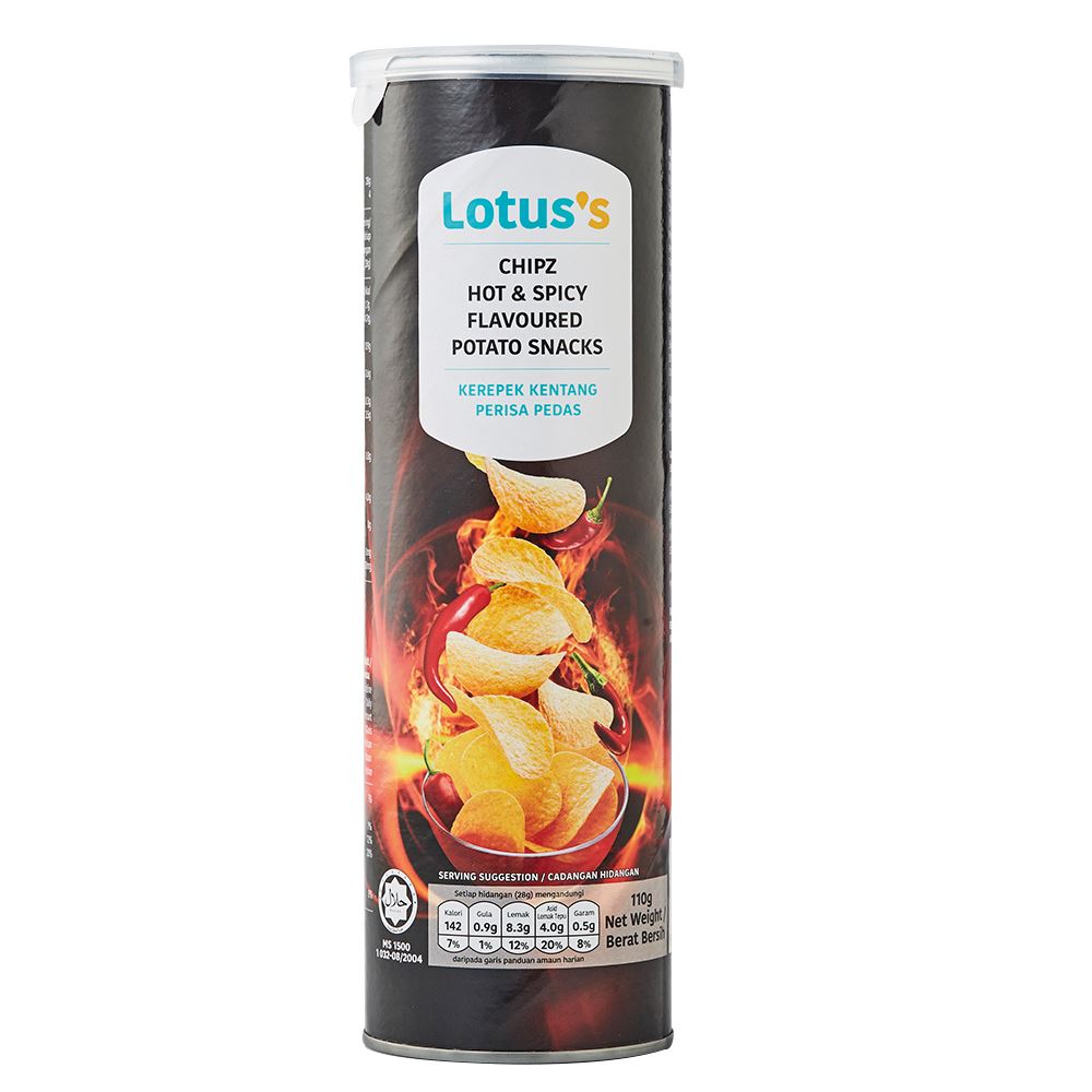 Lotuss Chipz Hot & Spicy Flavored Potato Snacks 110g
