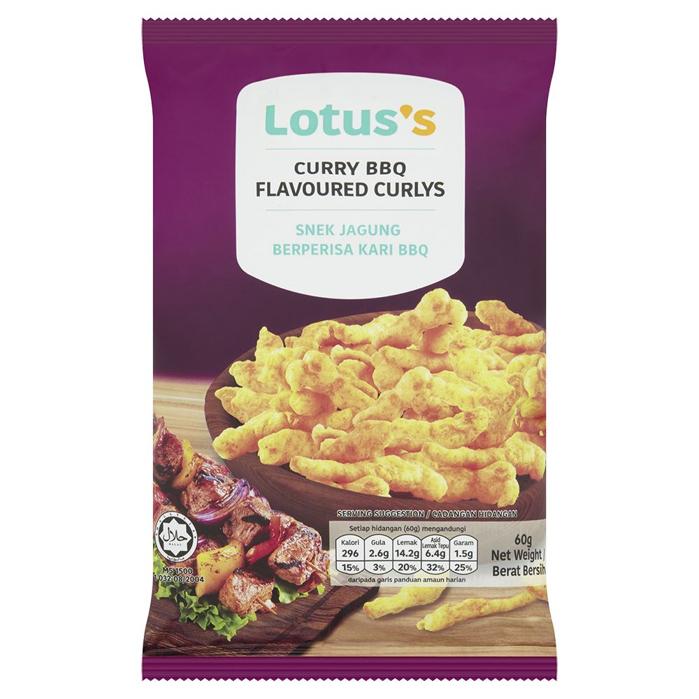 Lotuss Curry BBQ Flavoured Curlys 60g