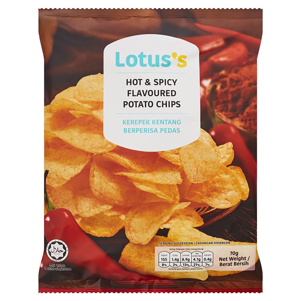 Lotuss Hot & Spicy Flavoured Potato Chips 70g
