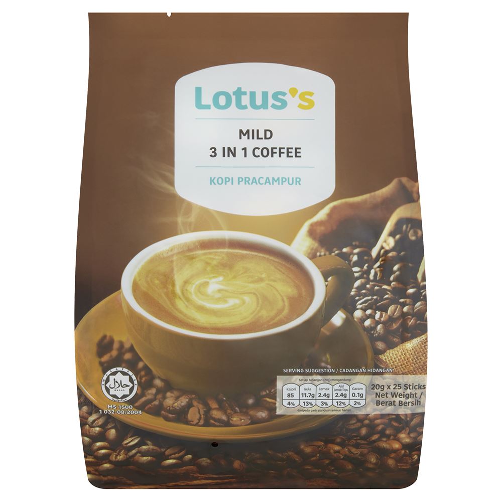 Lotuss Mild 3 in 1 Coffee 25's x 20g