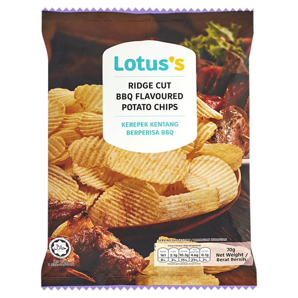 Lotuss Ridge Cut BBQ Flavoured Potato Chips 70g