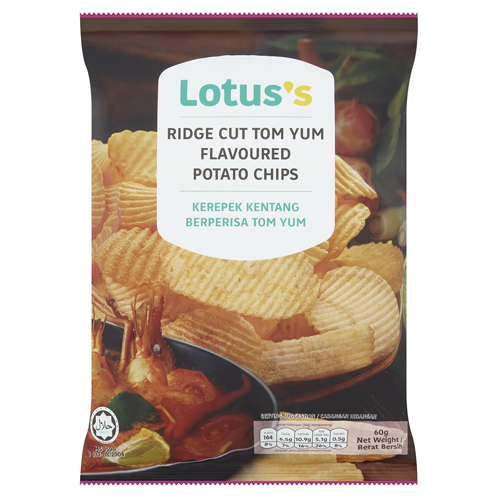 Lotuss Ridge Cut Tom Yum Flavoured Potato Chips 60g