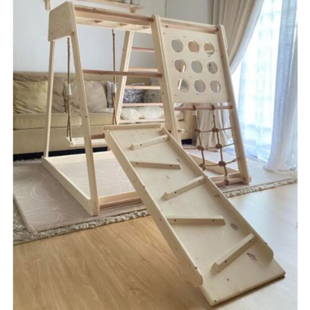 Pallet by Marcyoe: Khabak Indoor Playground with Swing, Obstacles & Ramp (Free 1 Wooden Ball)