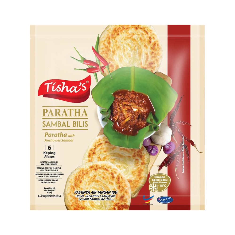 Tisha’s Paratha with Anchovies Sambal 6 pieces - 650g