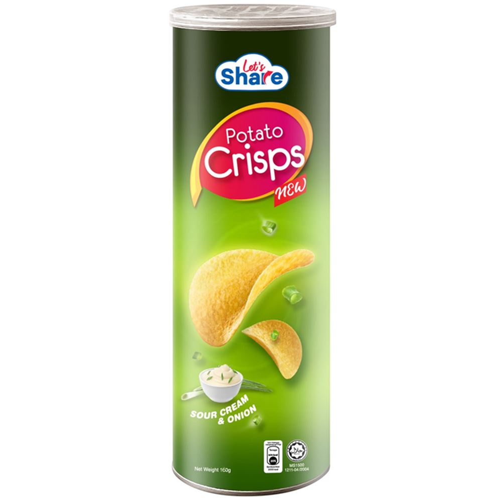Let's Share Potato Crisps Sour Cream & Onion - 160g