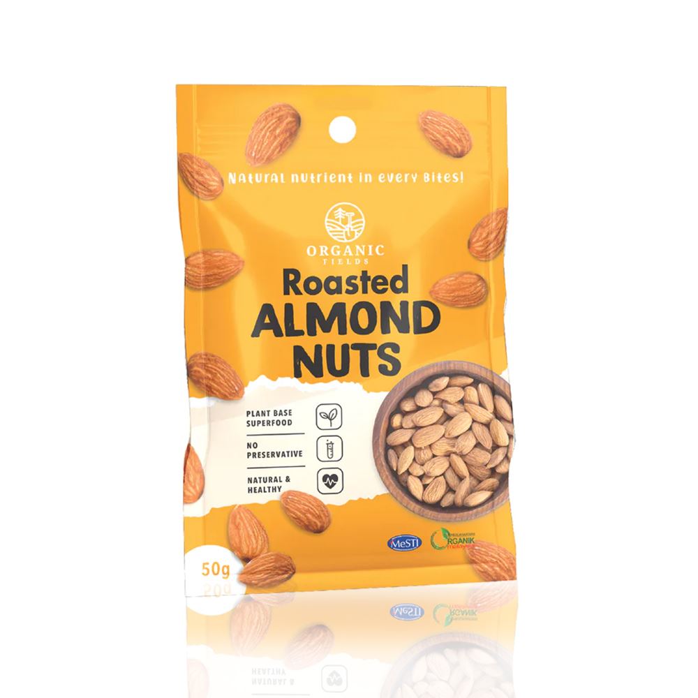 Organic Fields Roasted Almond Nuts - 50g