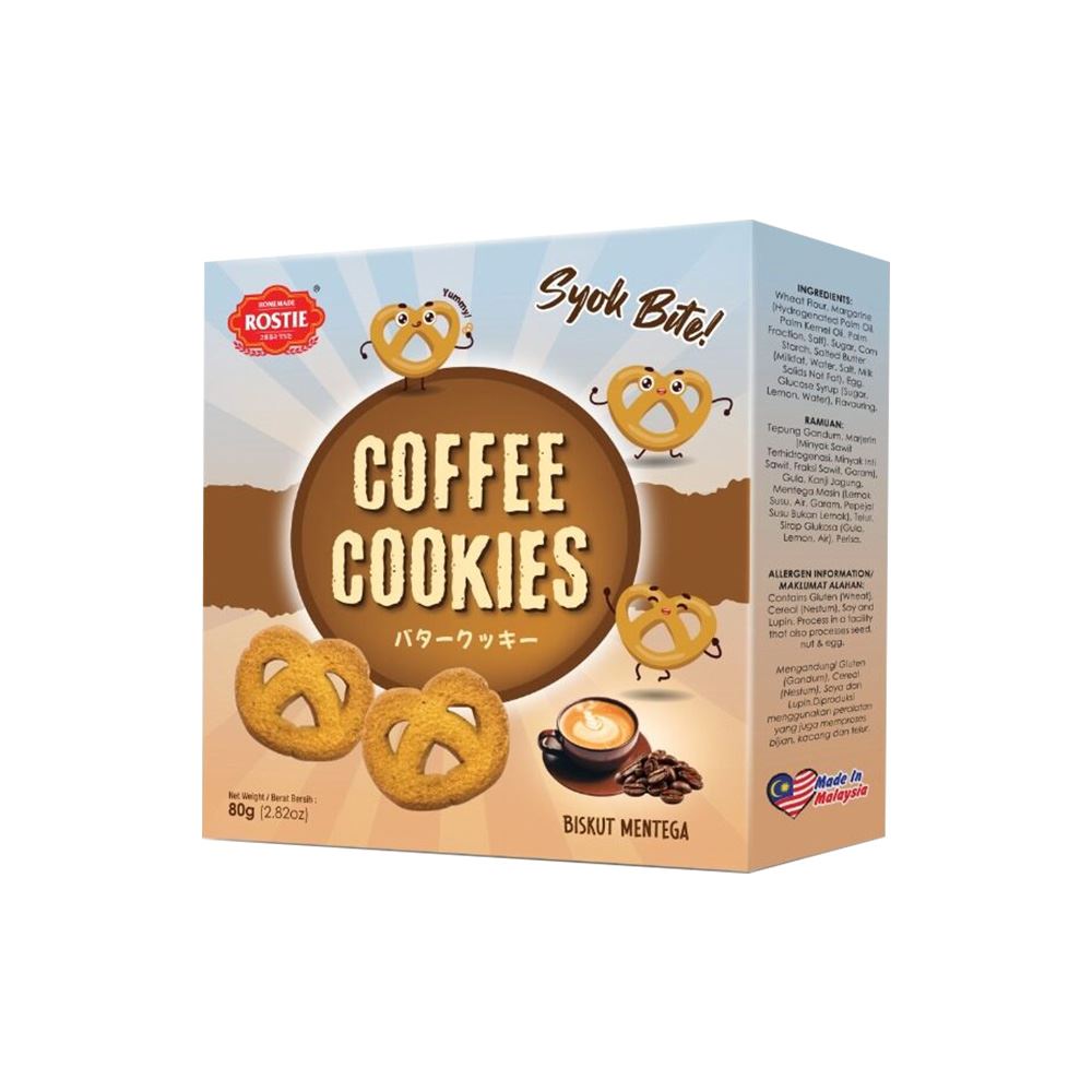 Rostie Syok Bite Butter Cookies - Coffee - 80g