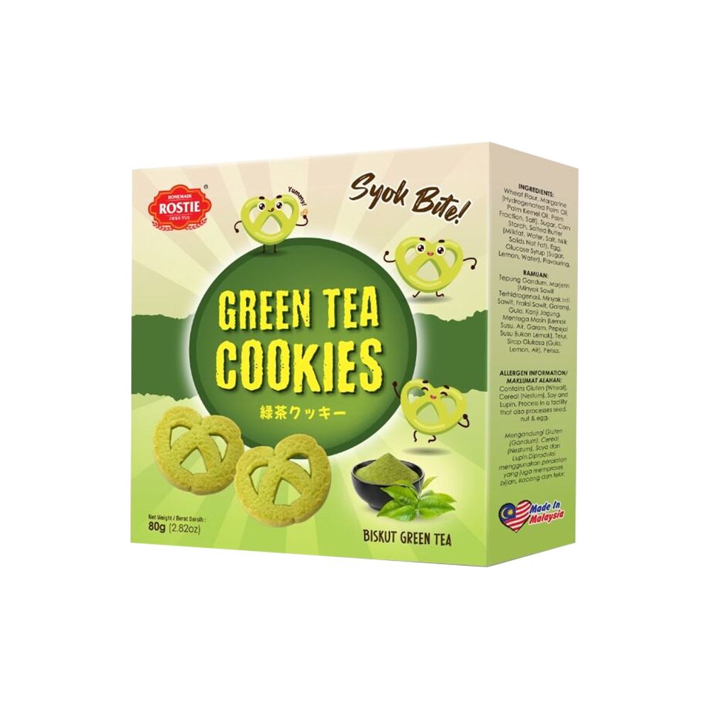 Rostie Syok Bite Butter Cookies - Green Tea - 80g