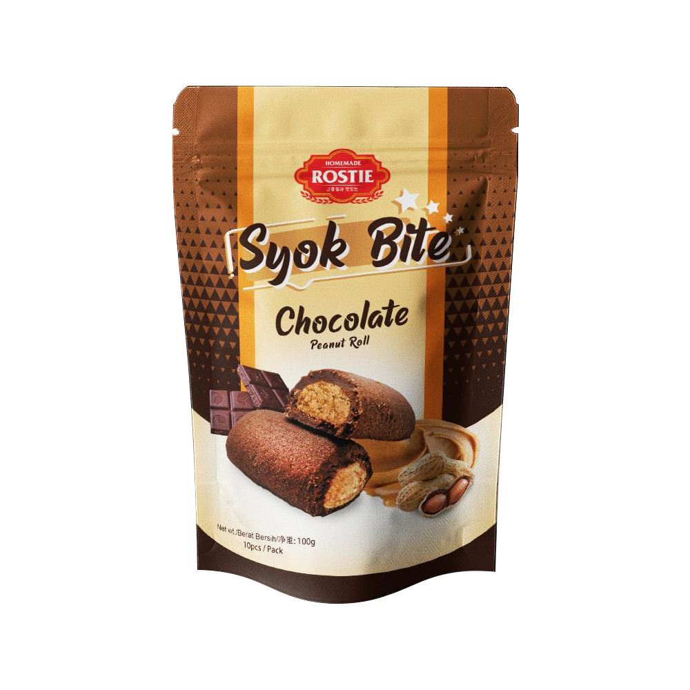 Rostie Syok Bite Peanut Roll - Chocolate - 100g