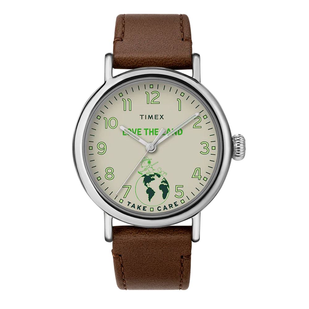 Timex TW2V327004 Standard x Peanuts Take Care 40mm Leather Strap Watch
