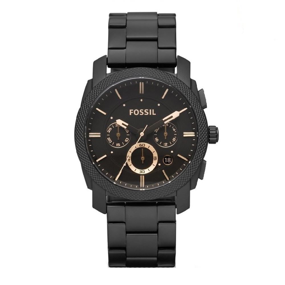 Fossil FS4682IE Machine Mid-Size Chronograph Black Stainless Steel 