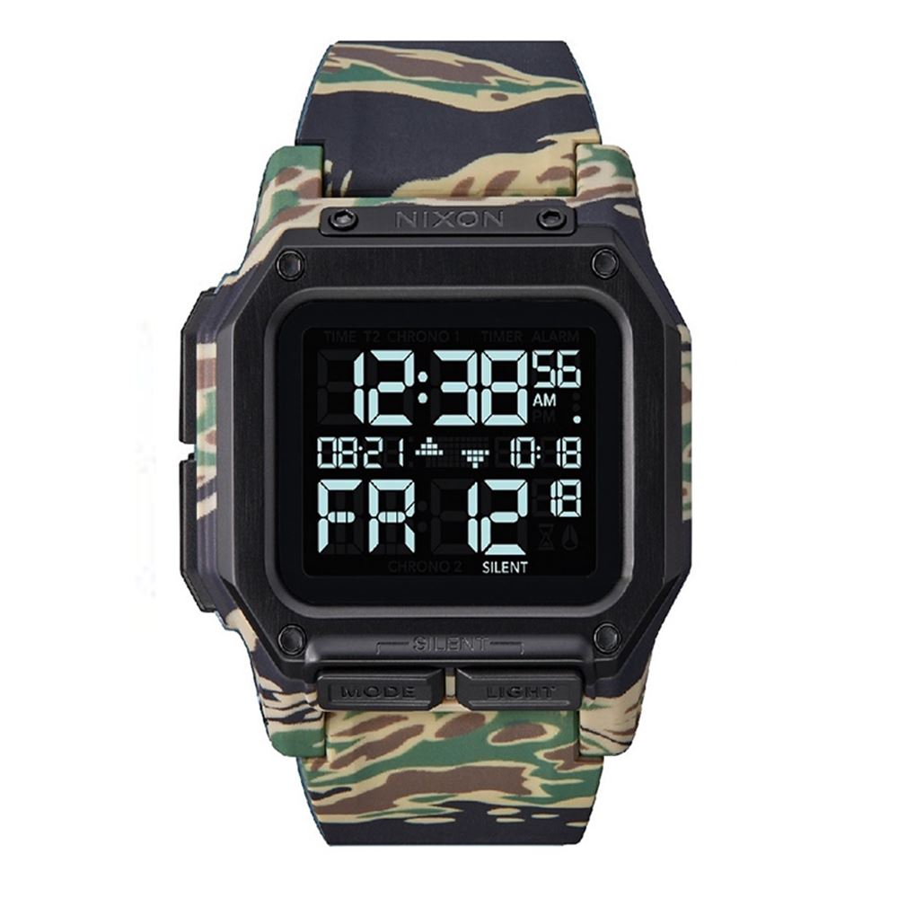 Nixon Regulus Men's Wristwatch, Rubber Strap, Tiger Camouflage - A11802351 - 00