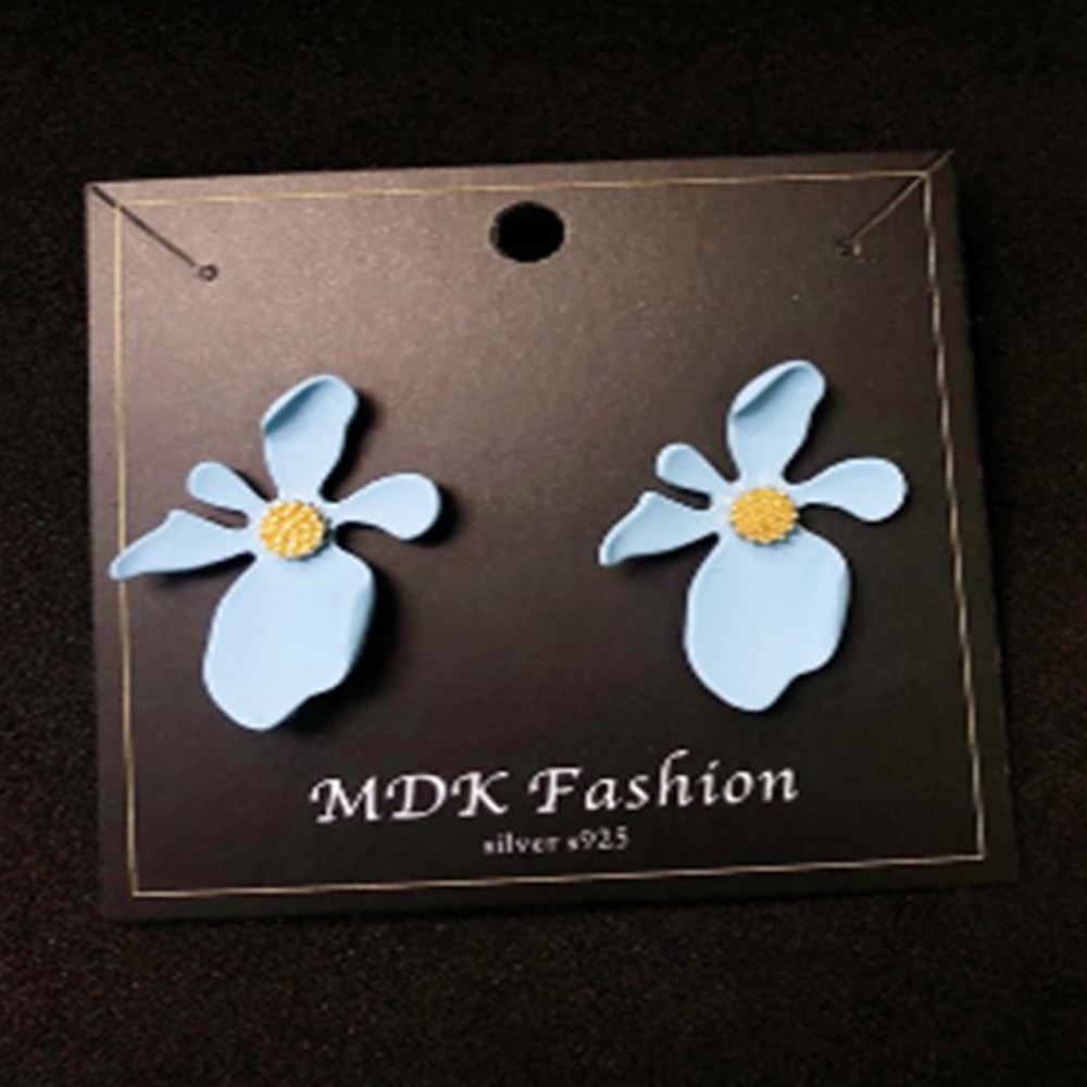 S925 Sky Blue Flower Earrings Ladies Simple