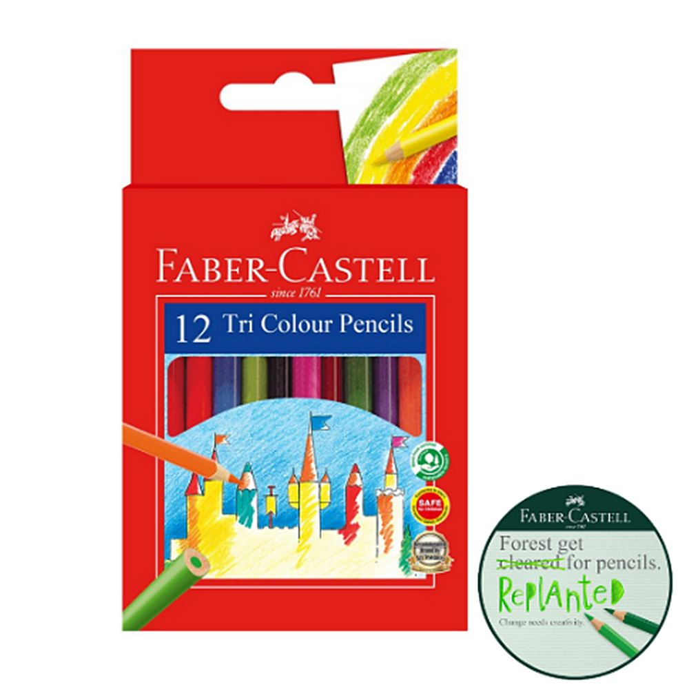 Faber Castell Colour Pencils Tri Colour 12S