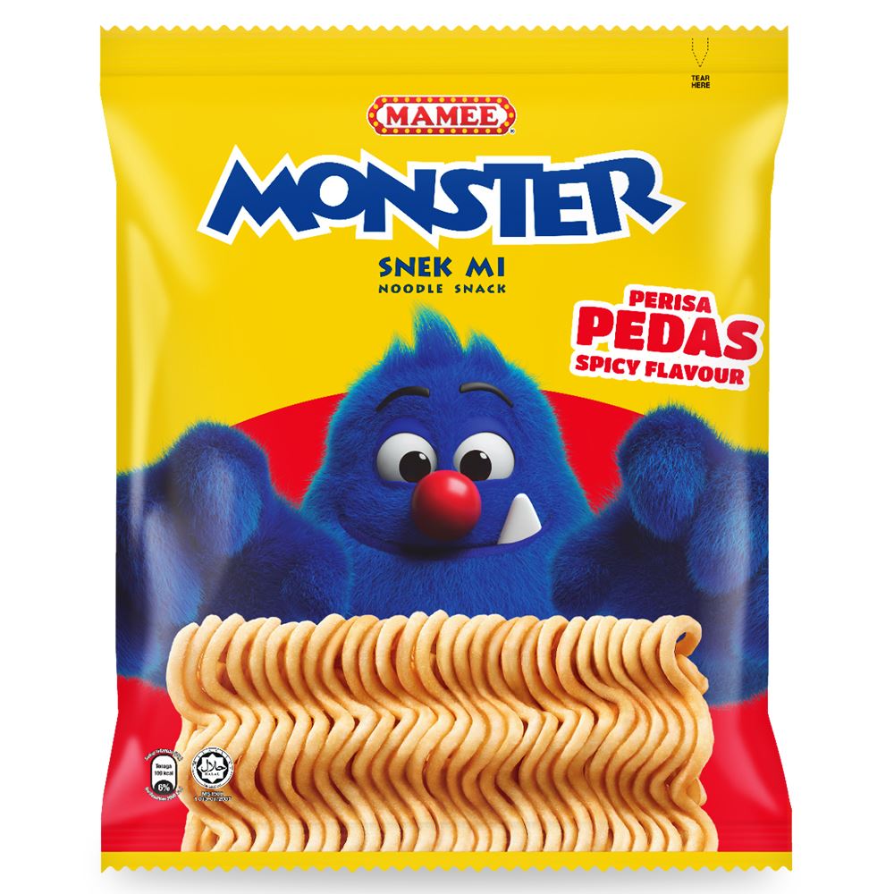 Mamee Monster Noodle Snacks Hot & Spicy 10x8x25g