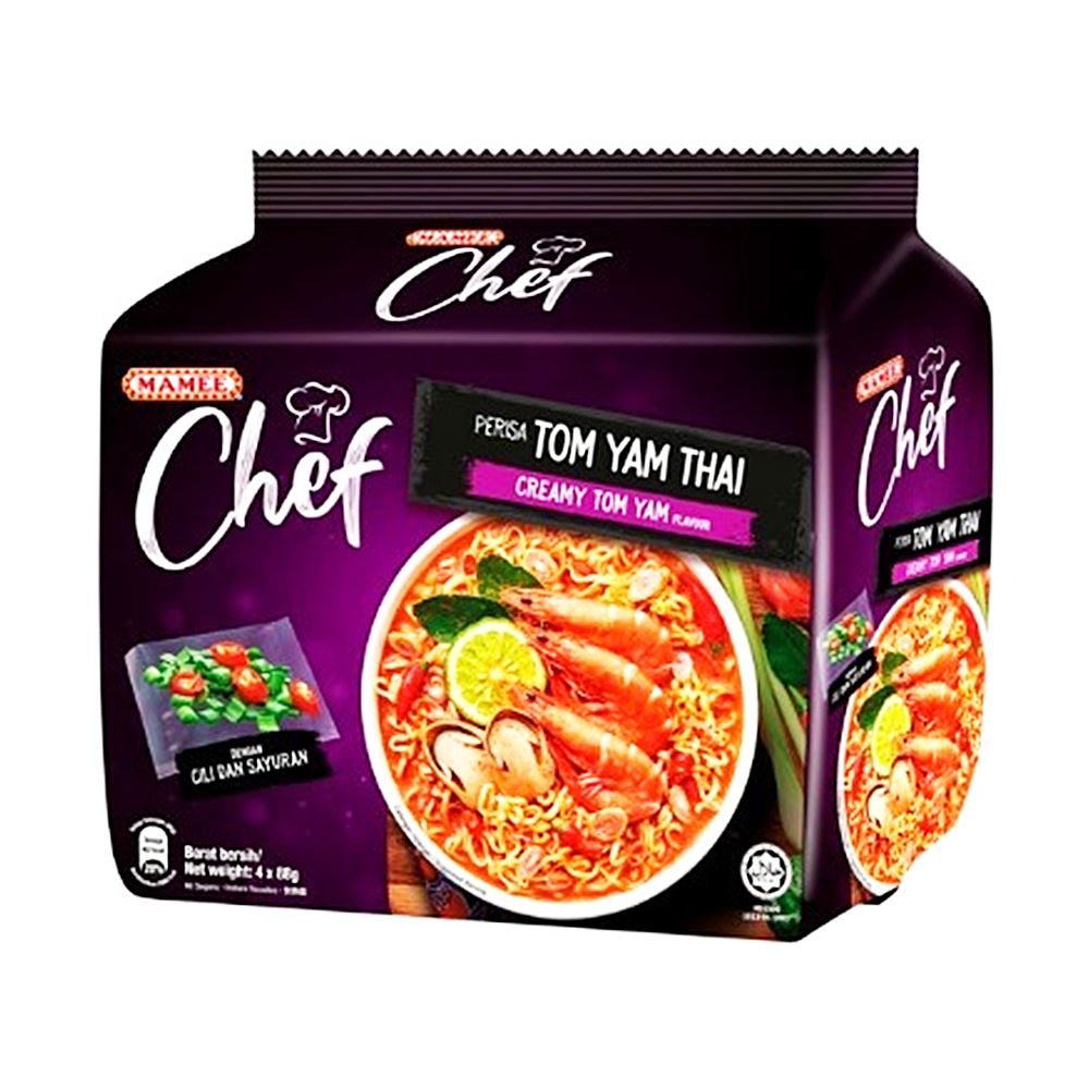 Mamee Chef Creamy Tom Yam Instant Noodle – 4 x 88 grams