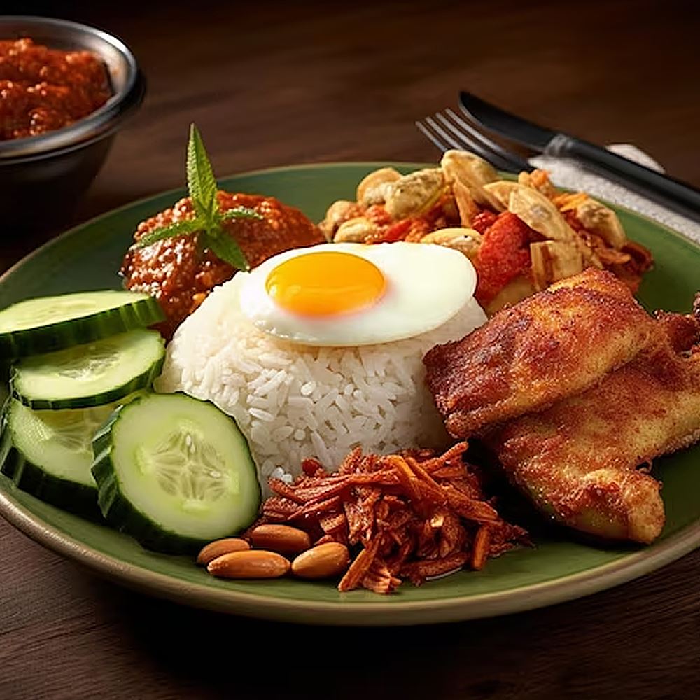 Nasi Lemak With Fried Chicken