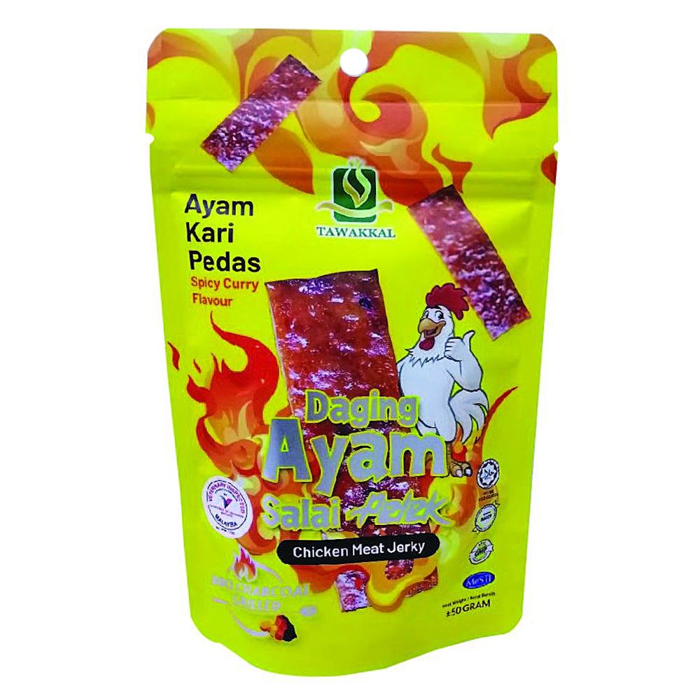 Tawakkal Daging Ayam Salai Kari Pedas – 50g