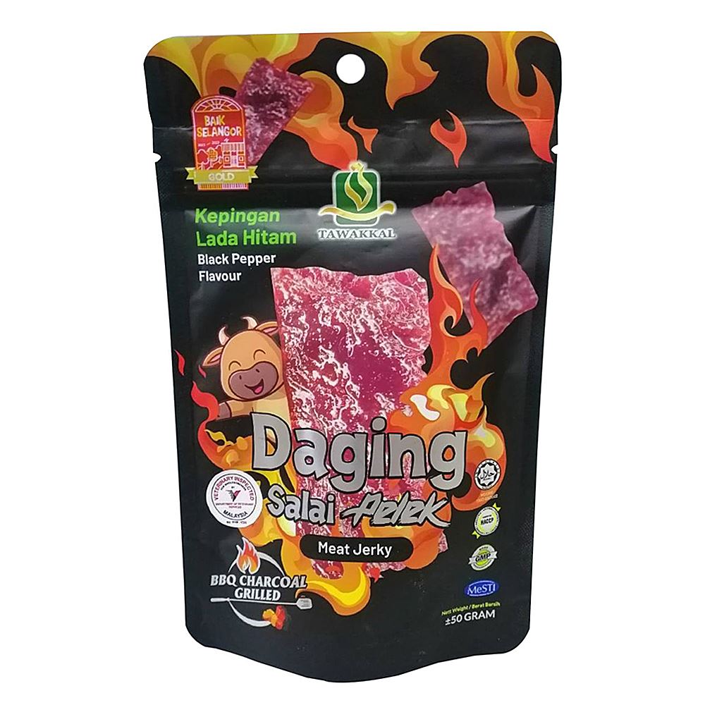 Tawakkal Daging Salai Kepingan Lada Hitam – 50g