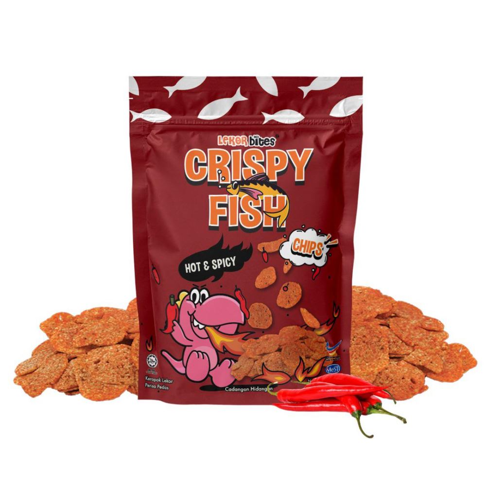 Lekor Bites Crispy Fish Mini | Keropok Lekor Ikan Mini Hot & Spicy Flavour – 40g